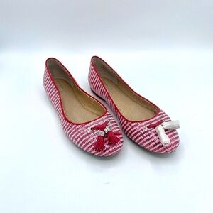 Sperry topsiders Red and White Sequins flats size 6 1/2 with tassel